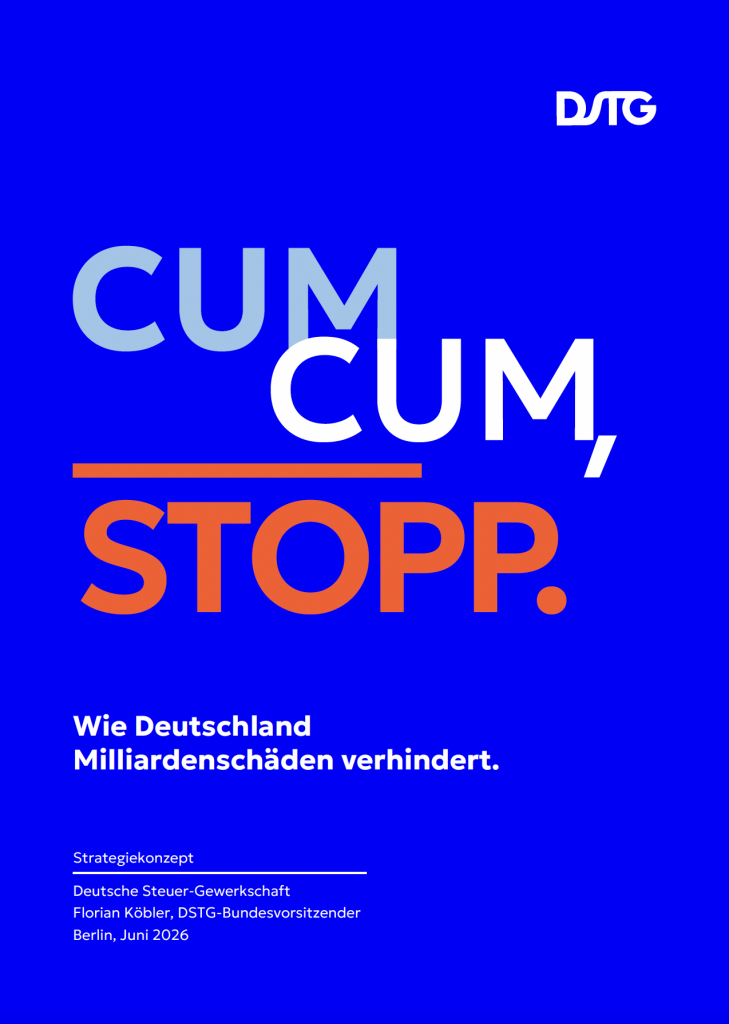 Deckblatt des Strategiepapiers DSTG Cum Cum, Stopp.
